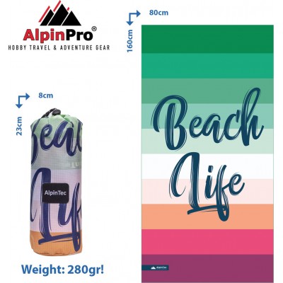 AlpinPro DryFast Beach Life 160x80cm Πετσέτα Microfiber XL