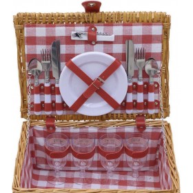 Inart Σετ Καλάθι Πικ-Νικ Ψάθινο Για 4 Natural-Beige 40x30x20cm Inart Σετ Καλάθι Πικ-Νικ Ψάθινο Για 4 Natural-Beige 40x30x20cm