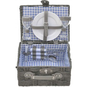Inart Σετ Καλάθι Πικ-Νικ Ψάθινο Για 2 Γκρι 30x23x15cm Inart Σετ Καλάθι Πικ-Νικ Ψάθινο Για 2 Γκρι 30x23x15cm
