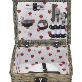 Inart Σετ Καλάθι Πικ-Νικ Ψάθινο Για 2 Γκρι 33x28x18cm Inart Σετ Καλάθι Πικ-Νικ Ψάθινο Για 2 Γκρι 33x28x18cm