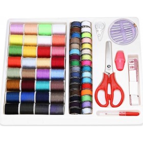 Compact Travel Sewing Kit with Scissor Tape Measure Thread Compact Travel Sewing Kit with Scissor Tape Measure Thread