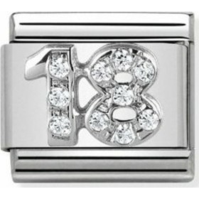 Nomination Composable Classic Link Ασήμι 925 Αριθμός 18 με Ζιργκόν Nomination Composable Classic Link Ασήμι 925 Αριθμός 18 με Ζιργκόν