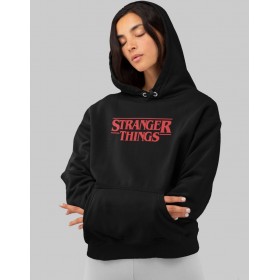 Stranger Things W Φούτερ με Κουκούλα σε Μαύρο χρώμα