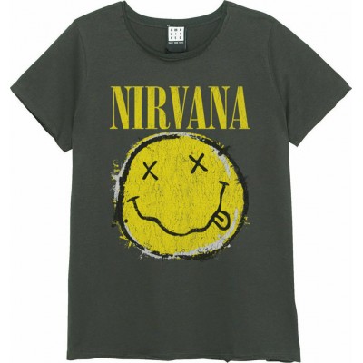 Amplified Nirvana - Worn Out Smiley T-shirt Μαύρο