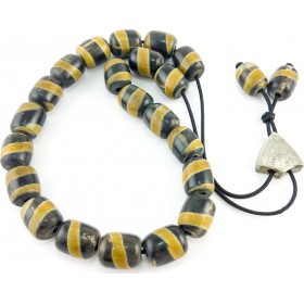 Κομπολόι Κέρατο Νεροβούβαλου Σκαλιστό Δίχρωμο