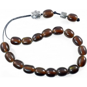 Κομπολόι Κέρατο Νεροβούβαλου Καφέ Βαρελάκι 21Χάντρες