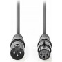 Nedis Cable XLR male - XLR female 10m (COTG15010GY100)