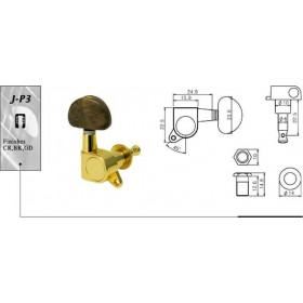 Jacky Jackson Κλειδιά για Ηλεκτρική Κιθάρα σε Διάταξη 3+3 JP3 Κλειδια Ακουστικης/Ηλεκτρικης Κιθαρας 3+3 Gold Gold