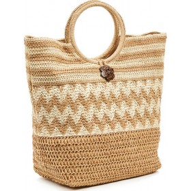 Verde 48-0125 Ψάθινη Τσάντα Θαλάσσης σε Μπεζ χρώμα
