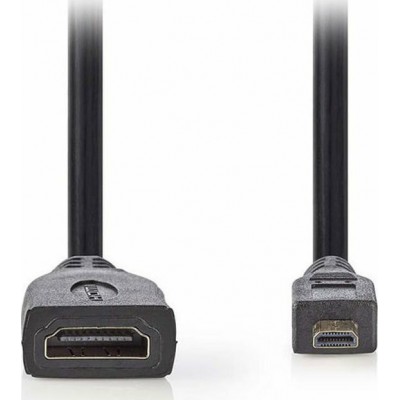 Nedis HDMI 1.4 Cable HDMI female - micro HDMI male 0.2m ΜαύροΚωδικός: CVGP34790BK02 