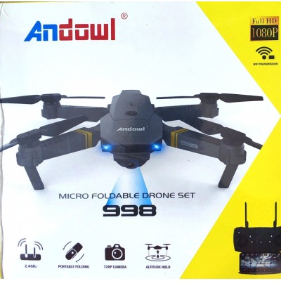 Andowl Micro Foldable Set 998 Drone με Κάμερα 720MP &amp Video Full HD (1080p) &amp Χειριστήριο (Χρόνος Πτήσης 12min)