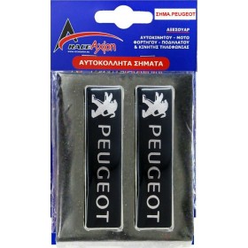 Race Axion Peugeot Σήματα για Πατάκια Εποξειδικής Ρητίνης Βιδωτά Μαύρο/Χρώμιο 10x3cm 2τμχ