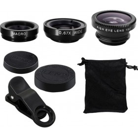 Universal Σετ Φακών Κάμερας ​Κινητών Macro / Wide Angle / Fisheye 3τμχ