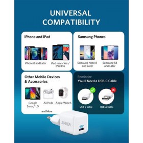 Anker USB-C Wall Adapter Λευκό (PowerPort III Nano)