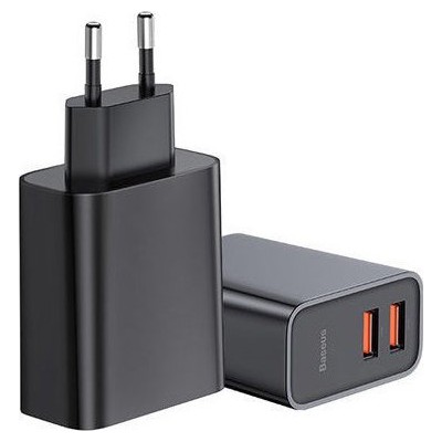 Baseus 2x USB Wall Charger Μαύρο (Speed Dual QC3.0)