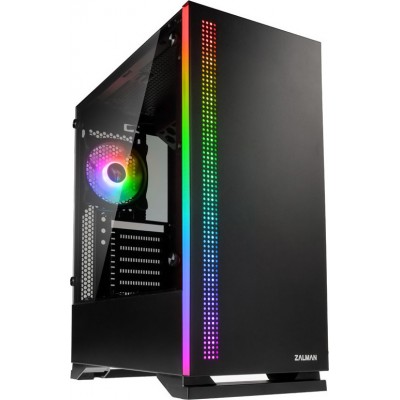 Zalman S5 Gaming Midi Tower Κουτί Υπολογιστή με Πλαϊνό Παράθυρο και RGB Φωτισμό Μαύρο