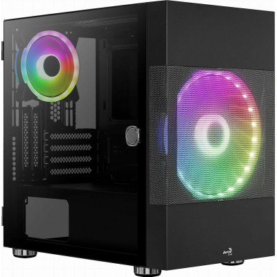 Aerocool Atomic Lite v1 Gaming Mini Tower Κουτί Υπολογιστή με Πλαϊνό Παράθυρο Μαύρο