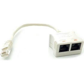 Powertech RJ45 male Cat5e to 2x RJ45 female 0.2m