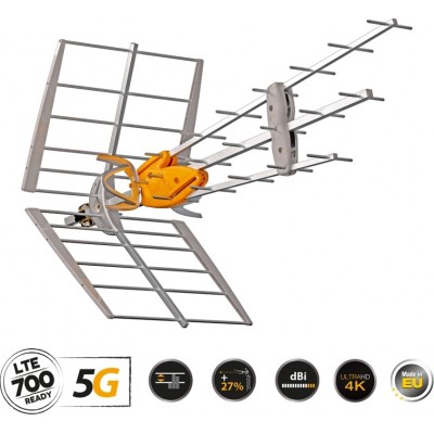 Televes 149921 DAT-45 T-Force 5G LTE HD BOSS (21-48) Εξωτερική Κεραία Τηλεόρασης (απαιτεί τροφοδοσία) σε Πορτοκαλί Χρώμα Σύνδεση