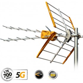 Televes 149221 V Zenit 5G LTE UHF (21-48) Εξωτερική Κεραία Τηλεόρασης (δεν απαιτεί τροφοδοσία) σε Πορτοκαλί Χρώμα Σύνδεση με Ομο
