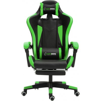 Herzberg Gaming Chair με Υποπόδιο Green