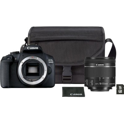 Canon EOS 2000D Kit (EF-S 18-55mm IS II &amp &amp Shoulder Bag &amp SD Card) Black