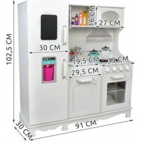 Ξύλινη Παιδική Κουζίνα με Αξεσουάρ 102.5x91x30 Λευκή