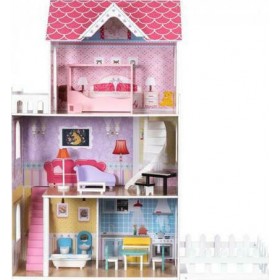 Phoohi Ξύλινο Κουκλόσπιτο Deluxe με Έπιπλα Ροζ Phoohi Ξύλινο Κουκλόσπιτο Deluxe με Έπιπλα Ροζ