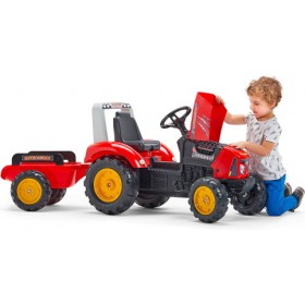 Supercharger Pedal Τρακτέρ with Opening Bonnet and Trailer Red Supercharger Pedal Τρακτέρ with Opening Bonnet and Trailer Red