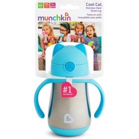 Munchkin Cool Cat Stainless Steel Straw Cup Blue 237ml