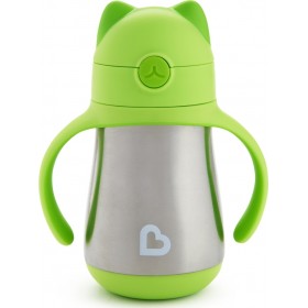 Munchkin Cool Cat Stainless Steel Straw Cup Green 237ml