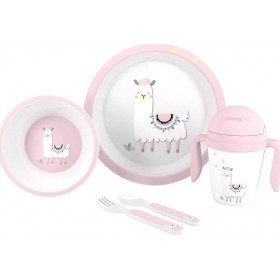 Interbaby Παιδικό Σερβίτσιο Φαγητού Lama Pink Interbaby Παιδικό Σερβίτσιο Φαγητού Lama Pink
