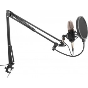 Vonyx Πυκνωτικό Μικρόφωνο XLR Studio Set / Condensor microphone with stand and Τοποθέτηση Shock Mounted/Clip On Φωνής σε Ασημί Χ