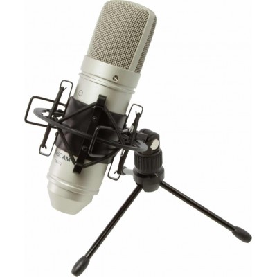 Tascam Πυκνωτικό Μικρόφωνο XLR TM-80 Τοποθέτηση Shock Mounted/Clip On Φωνής σε Χρυσό Χρώμα