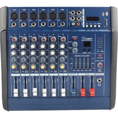 Power Mixer PMX 602D Αυτοενισχυόμενη Αναλογική Κονσόλα 6 Καναλιών με Phantom Power &amp 6 Εισόδους XLR