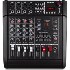 Vonyx AM5A Αυτοενισχυόμενη Αναλογική Κονσόλα 5 Καναλιών με Phantom Power & 4 Εισόδους XLR & Bluetooth Vonyx AM5A Αυτοενισχυόμενη Αναλογική Κονσόλα 5 Καναλιών με Phantom Power & 4 Εισόδους XLR & Bluetooth
