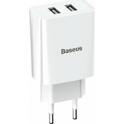 Baseus Φορτιστής Χωρίς Καλώδιο με 2 Θύρες USB-A 10.5W Λευκός (CCFS-R02)