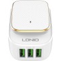 Ldnio Φορτιστής Χωρίς Καλώδιο με 3 Θύρες USB-A 17W Λευκός (A3305 Night-Light Charger)