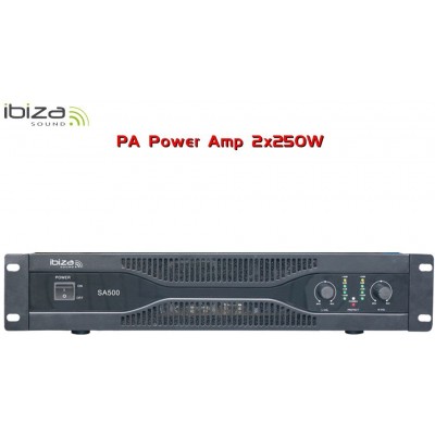 Ibiza Sound Τελικός Ενισχυτής PA 2 Καναλιών 500W/4Ω με Σύστημα ΨύξηςΚωδικός: SA500 