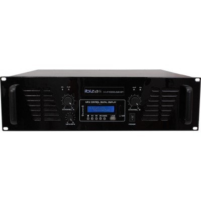 Ibiza Sound AMP1000USB-BT Τελικός Ενισχυτής PA 2 Καναλιών 800W/4Ω 600W/8Ω με Σύστημα Ψύξης και Συνδέσεις USB/Bluetooth