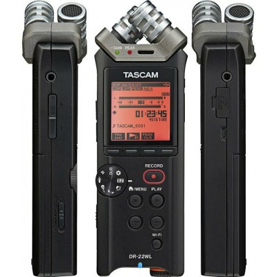 Tascam DR-22WL Stereo Ψηφιακός Φορητός Εγγραφέας Μπαταρίας για Εγγραφή σε Κάρτα Μνήμης με Διάρκεια Εγγραφής 17 Ώρες και Τροφοδοσ