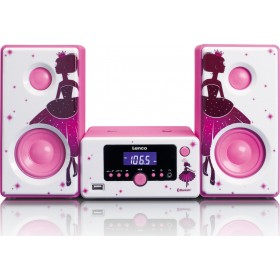 Lenco Ηχοσύστημα 2.0 MC-020 10W με Digital Media Player και Bluetooth Λευκό / Ροζ