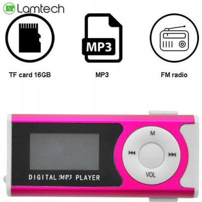 Lamtech LAM0201 MP3 Player (16GB) με Οθόνη LCD Φούξια