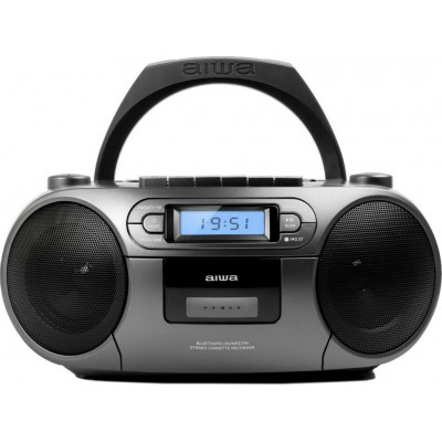 Aiwa Φορητό Ηχοσύστημα BBTC-550 με Bluetooth / CD / MP3 / USB / Κασετόφωνο / Ραδιόφωνο σε Ασημί ΧρώμαΚωδικός: BBTC-550MG 