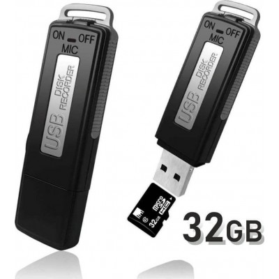 Συσκευή Υπαγόρευσης Voice Recorder USB Flash Drive 32GB με Eσωτερική Μνήμη 8GB