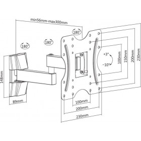 "Brateck KLA27-222 Βάση Τηλεόρασης Τοίχου με Βραχίονα έως 42"" και 20kg" Brateck KLA27-222 Βάση Τηλεόρασης Τοίχου με Βραχίονα έως 42" και 20kg