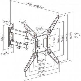 "Brateck LPA68-443 Full-motion Βάση Τηλεόρασης Τοίχου με Βραχίονα έως 55"" και 30kg" Brateck LPA68-443 Full-motion Βάση Τηλεόρασης Τοίχου με Βραχίονα έως 55" και 30kg