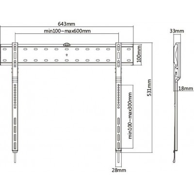 Brateck LP70-36F Βάση Τηλεόρασης Τοίχου έως 80" και 40kg