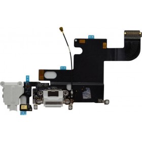 Καλωδιοταινία με Θύρα Φόρτισης &amp Υποδοχή Ακουστικών &amp Μικρόφωνο Λευκό (iPhone 6)