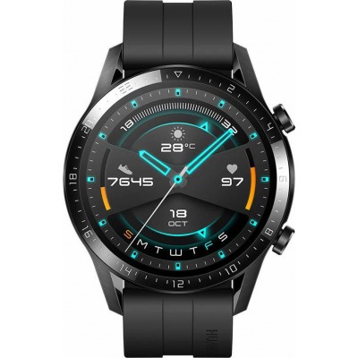Huawei Watch GT 2 Sport Stainless Steel 46mm Αδιάβροχο με Παλμογράφο (Matte Black)
